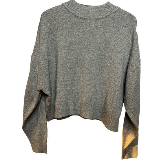 Divided Sweaters - H&M Divided Women L SOFT Cropped Pullover Crewneck Gray Knit Sweater Oversized